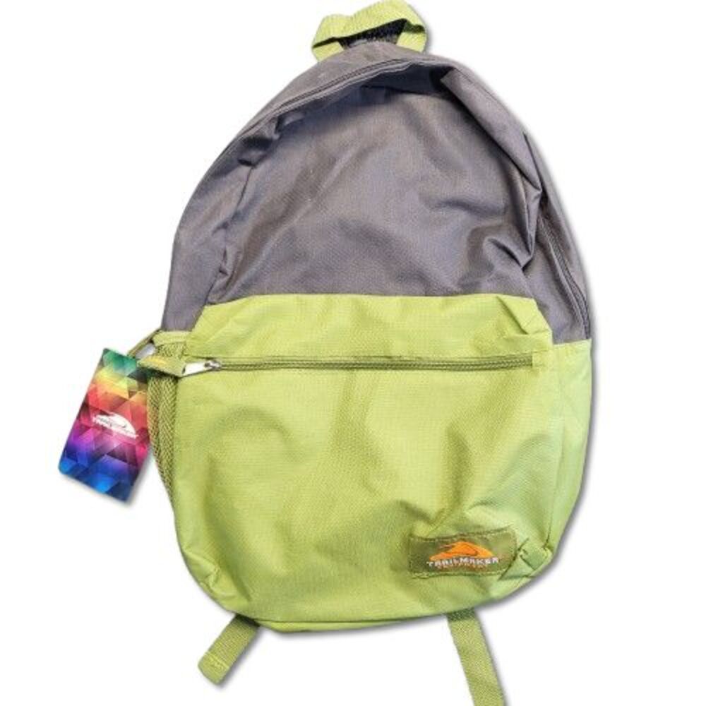 Trailmaker Student 18" Travel Backpack School Book Bag Grey & Green
